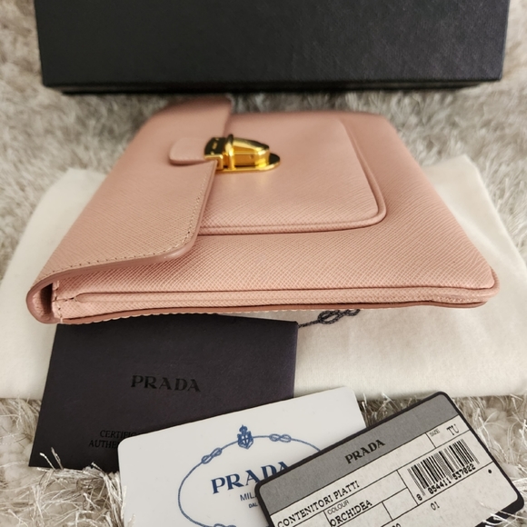 AUTHENTIC PRADA Contenitori Piatti Pink Orchidea Saffiano Clutch - Picture 5 of 16
